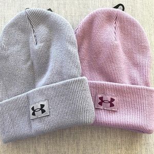 womens under armour beanie, gray and light purple